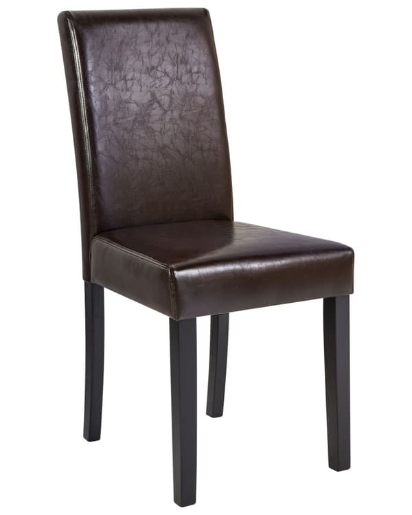 Spisebordsstole Brun Polstret Kunstlæder med Sort Træben Sæt 93x59x40cm uden Armlæn Rustik Distressed Look Køkken Indretning til Spisebord