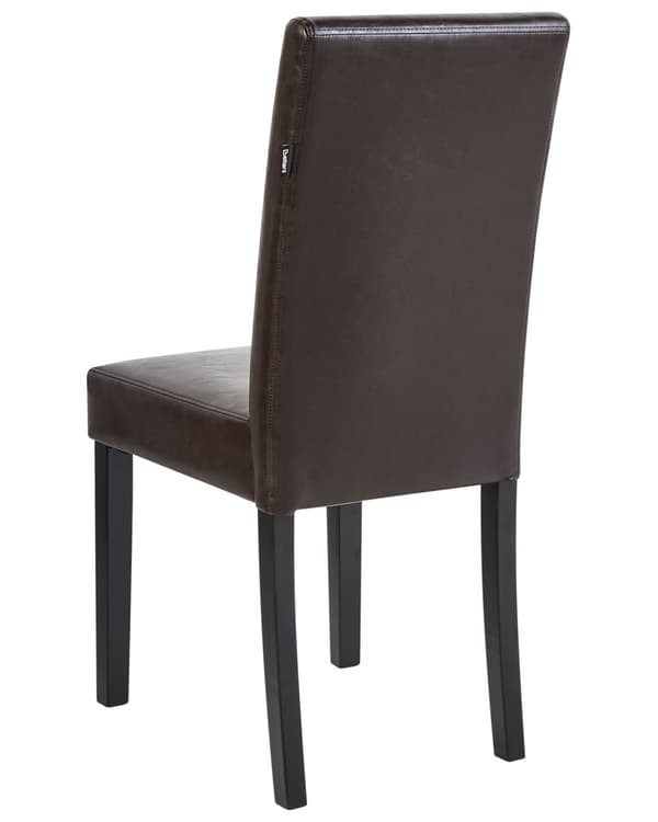 Spisebordsstole Brun Polstret Kunstlæder med Sort Træben Sæt 93x59x40cm uden Armlæn Rustik Distressed Look Køkken Indretning til Spisebord