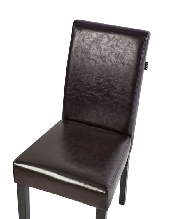 Spisebordsstole Brun Polstret Kunstlæder med Sort Træben Sæt 93x59x40cm uden Armlæn Rustik Distressed Look Køkken Indretning til Spisebord