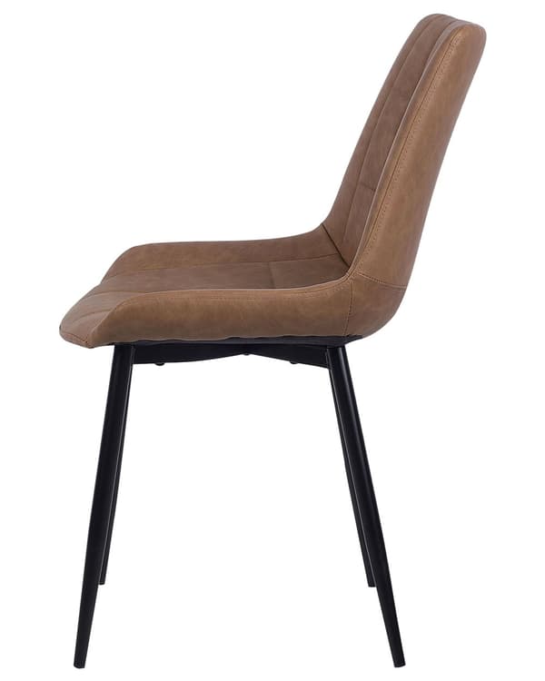 Sæt med 2 Spisestuestole Gyldenbrun Imiteret Læder Sorte Ben Moderne Minimalistisk Stil