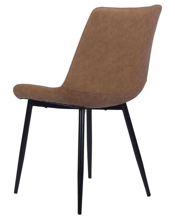 Sæt med 2 Spisestuestole Gyldenbrun Imiteret Læder Sorte Ben Moderne Minimalistisk Stil