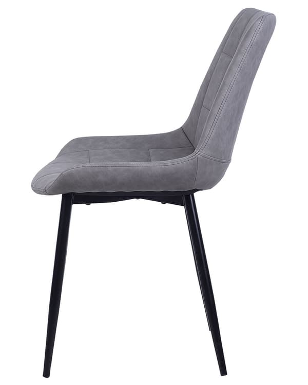 Sæt med 2 Spisestuestole Gråt Imiteret Læder Sorte ben til Spisestuen Moderne Minimalistisk Stil