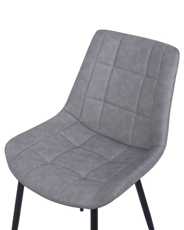 Sæt med 2 Spisestuestole Gråt Imiteret Læder Sorte ben til Spisestuen Moderne Minimalistisk Stil