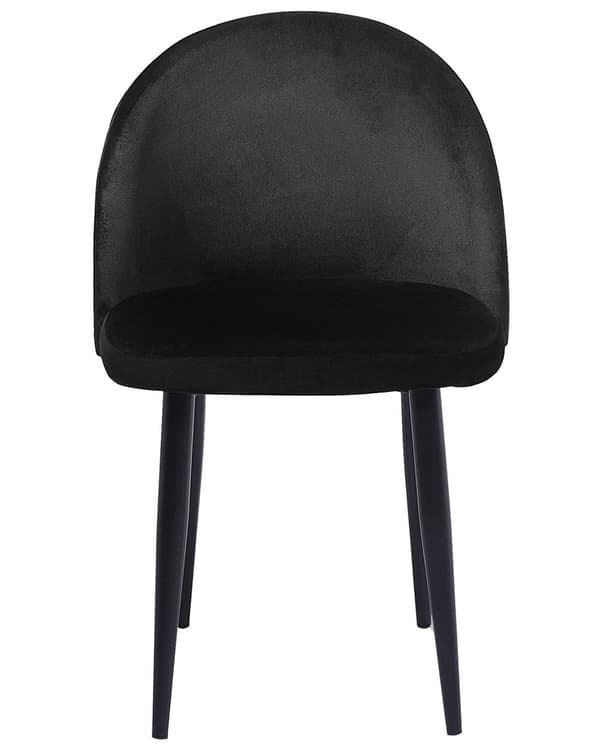 Sæt med 2 Spisestuestole Sort Velour Moderne Retrodesign Sorte Skrå ben