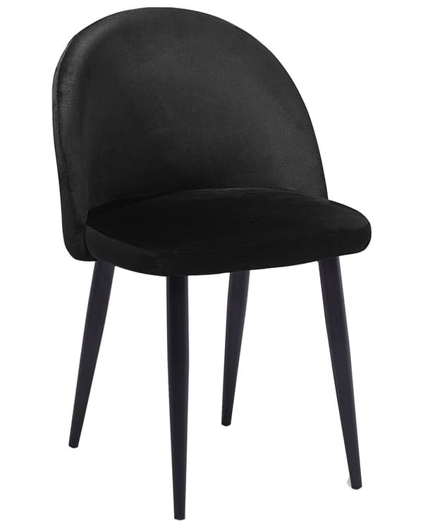 Sæt med 2 Spisestuestole Sort Velour Moderne Retrodesign Sorte Skrå ben