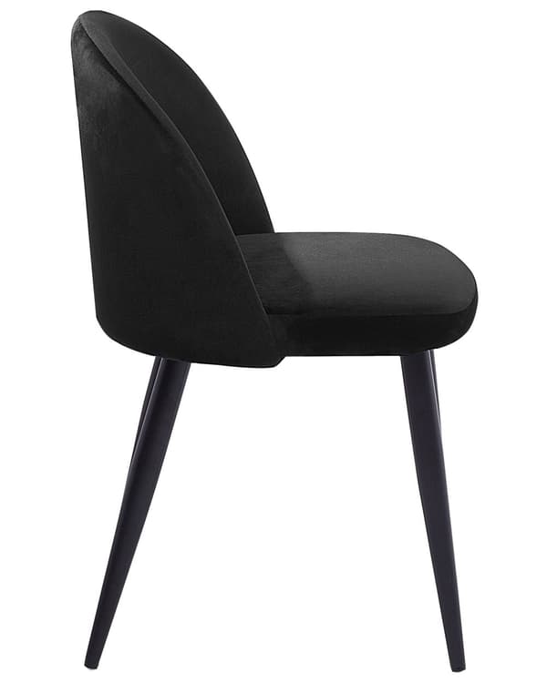 Sæt med 2 Spisestuestole Sort Velour Moderne Retrodesign Sorte Skrå ben