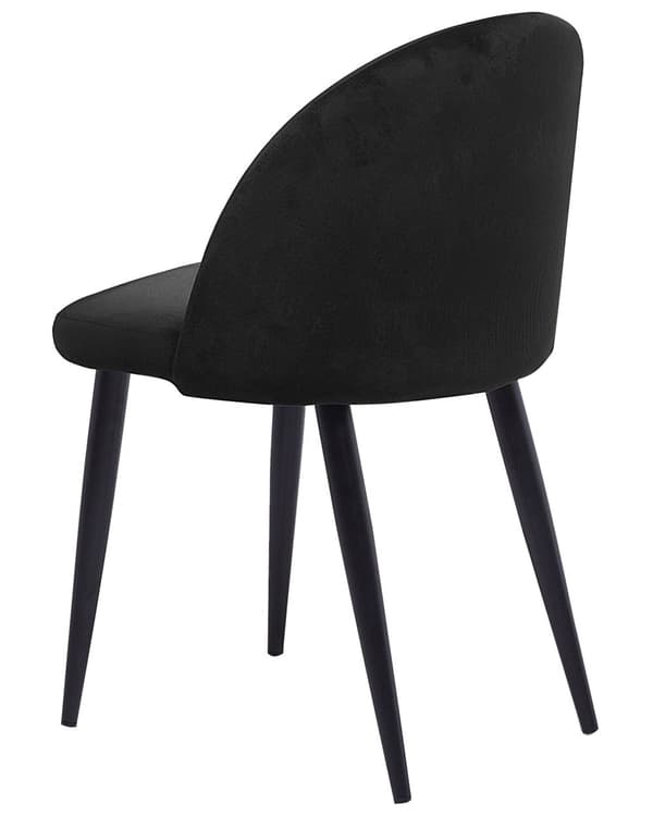 Sæt med 2 Spisestuestole Sort Velour Moderne Retrodesign Sorte Skrå ben
