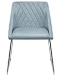 Miniatyrbillede 6 af 10: Spisebordsstole Lyseblå Velour Stof med Sølv Krom Metalben Sæt af 2 79 x 55 cm Quiltet Moderne klassisk Design Uden Armlæn Køkken Indretning