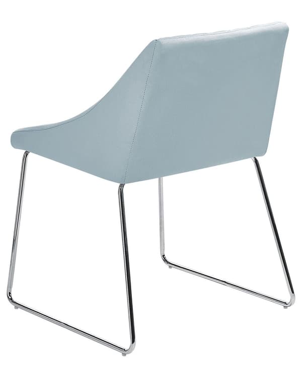Spisebordsstole Lyseblå Velour Stof med Sølv Krom Metalben Sæt af 2 79 x 55 cm Quiltet Moderne klassisk Design Uden Armlæn Køkken Indretning