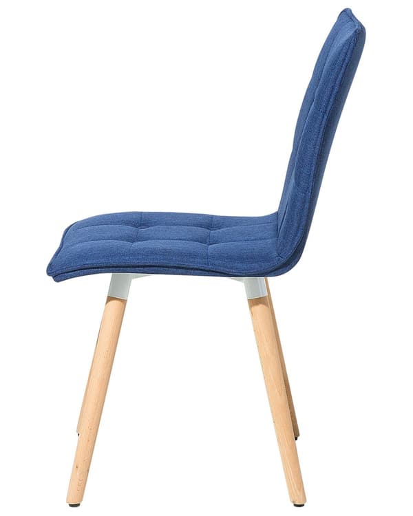 Spisebordsstole Blå Polyester Stofbetræk med Lyst Træben Sæt 58 x 81 x 42 cm Behagelige Moderne Eklektisk Stil Knap Tuftet Ryglæn Design