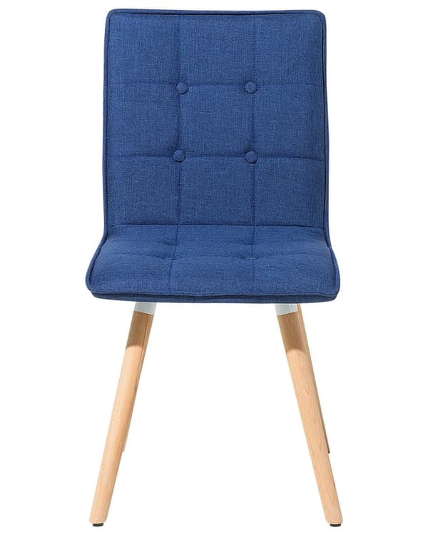 Spisebordsstole Blå Polyester Stofbetræk med Lyst Træben Sæt 58 x 81 x 42 cm Behagelige Moderne Eklektisk Stil Knap Tuftet Ryglæn Design