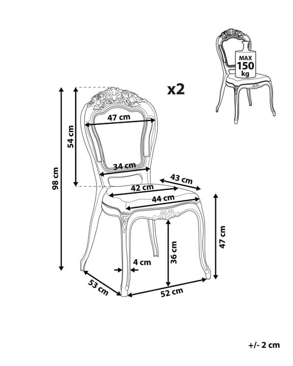 Sæt med 2 Spisestuestole Hvid Akryl Solid Ryg Armløs Stabelbar Vintage Design
