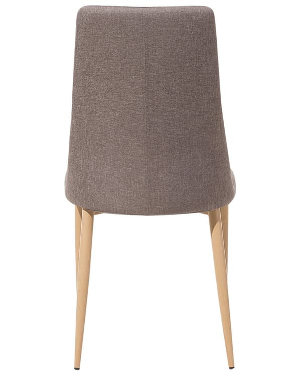 Sæt med 2 Spisestuestole Beige Stof Polstret Sæde Høj Ryg