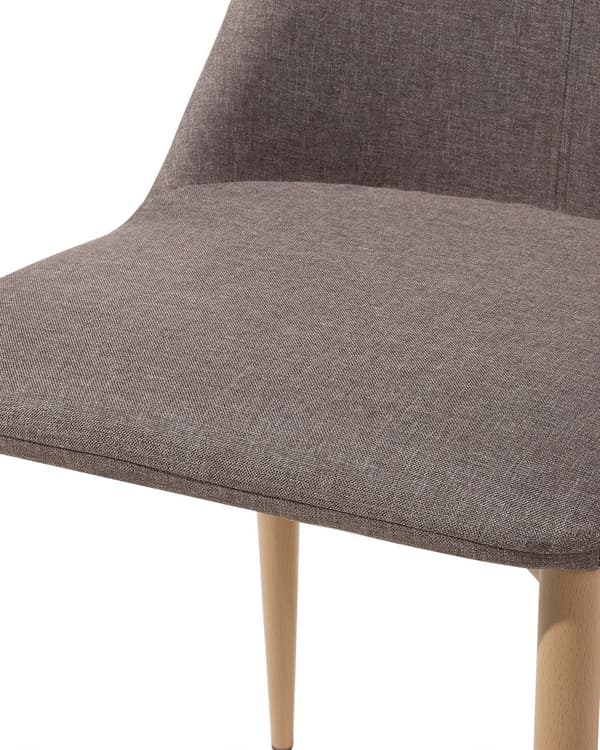 Sæt med 2 Spisestuestole Beige Stof Polstret Sæde Høj Ryg