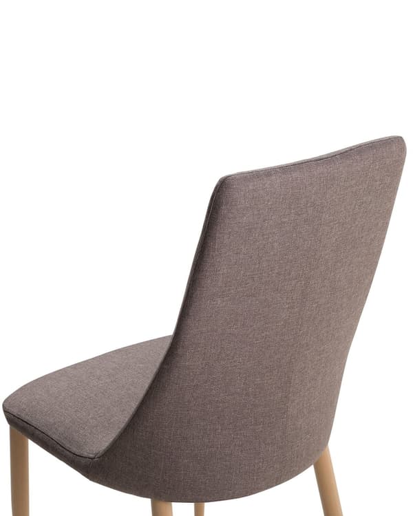 Sæt med 2 Spisestuestole Beige Stof Polstret Sæde Høj Ryg