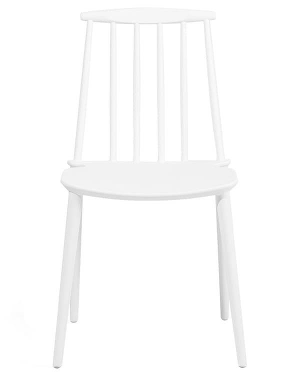 Sæt med 2 Spisestuestole Hvidt Syntetisk Materiale Lamelryglæn Armløs Traditionelt Design