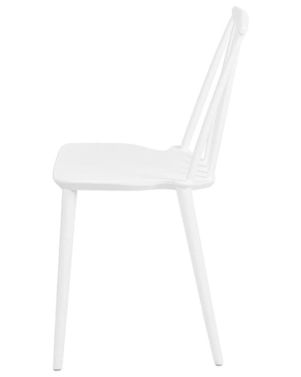 Sæt med 2 Spisestuestole Hvidt Syntetisk Materiale Lamelryglæn Armløs Traditionelt Design
