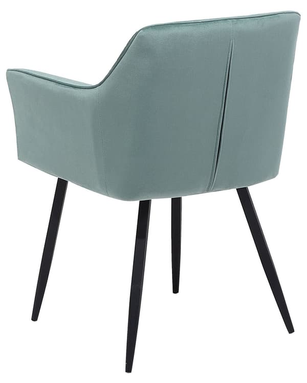 Sæt med 2 Spisestuestole Mintgrøn Velour Sæde med Armlæn Sorte Metalben