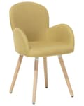Miniatyrbillede 5 af 11: Spisebordsstole Gul Polyester Stofbetræk med Lyst Træben Sæt 83 x 52 x 44 cm Behagelige Komfortable Moderne med Armlæn Retro Stil Design