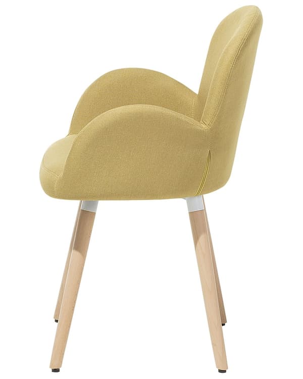Spisebordsstole Gul Polyester Stofbetræk med Lyst Træben Sæt 83 x 52 x 44 cm Behagelige Komfortable Moderne med Armlæn Retro Stil Design