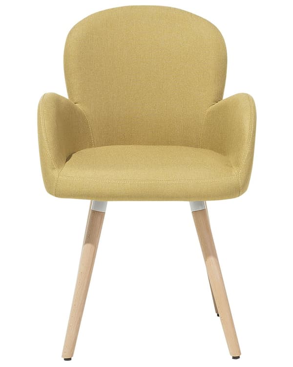 Spisebordsstole Gul Polyester Stofbetræk med Lyst Træben Sæt 83 x 52 x 44 cm Behagelige Komfortable Moderne med Armlæn Retro Stil Design