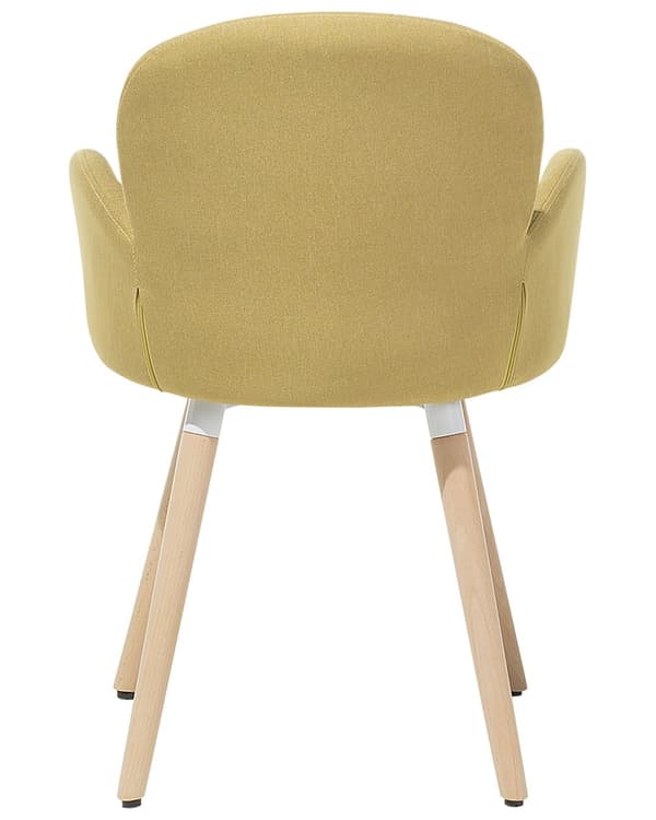 Spisebordsstole Gul Polyester Stofbetræk med Lyst Træben Sæt 83 x 52 x 44 cm Behagelige Komfortable Moderne med Armlæn Retro Stil Design