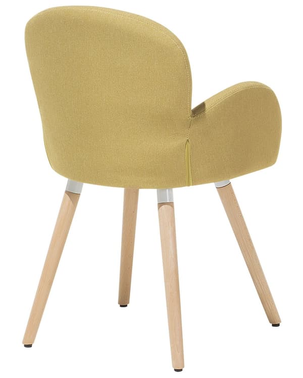 Spisebordsstole Gul Polyester Stofbetræk med Lyst Træben Sæt 83 x 52 x 44 cm Behagelige Komfortable Moderne med Armlæn Retro Stil Design