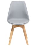 Miniatyrbillede 5 af 11: Spisebordsstole Grå Plastik og Lyst Træ Sæt 86 x 45 x 49 cm Dekorativ Skalstole med Kunstlæder Sæde Spisestue Køkken Indretning Skandinavisk