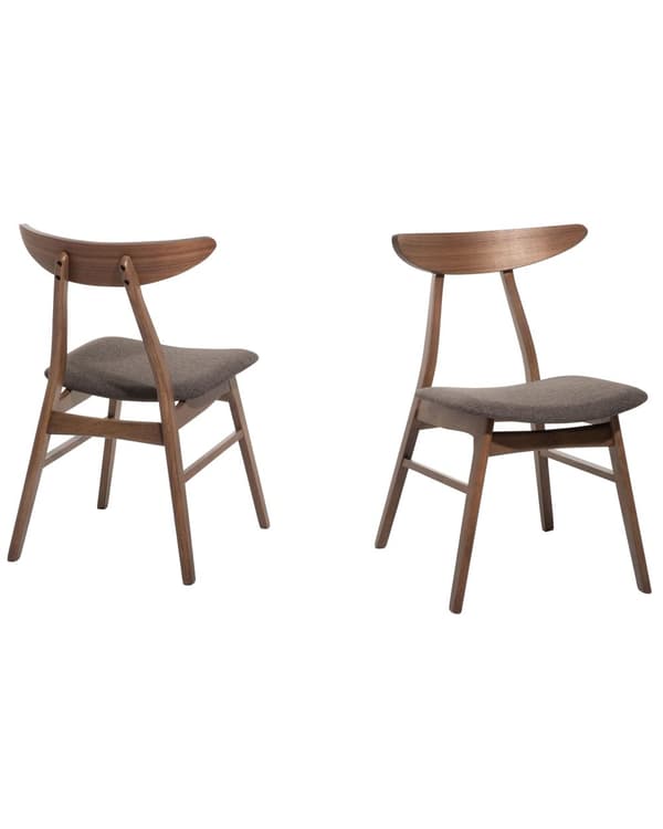 Spisebordsstole Grå Polstret og Brun Mørk Træ Sæt 48 x 77 x 59 cm Behagelig Sæde Spisestole uden Armlæn Rustikt Design U Stol Ryglæn Retro