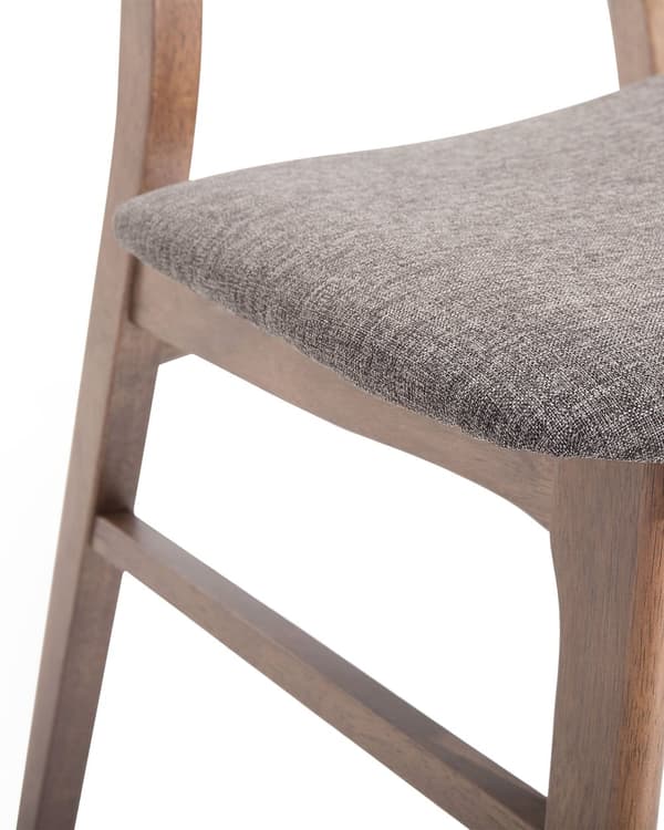 Spisebordsstole Grå Polstret og Brun Mørk Træ Sæt 48 x 77 x 59 cm Behagelig Sæde Spisestole uden Armlæn Rustikt Design U Stol Ryglæn Retro