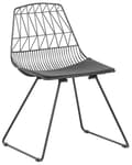 Miniatyrbillede 4 af 9: Sæt med 2 Spisestuestole Sort Metalstel i Imiteret Læder Geometrisk Ryglæn Moderne Industrielt Design