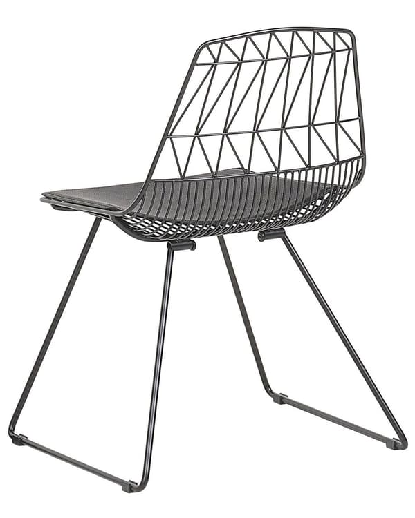 Sæt med 2 Spisestuestole Sort Metalstel i Imiteret Læder Geometrisk Ryglæn Moderne Industrielt Design