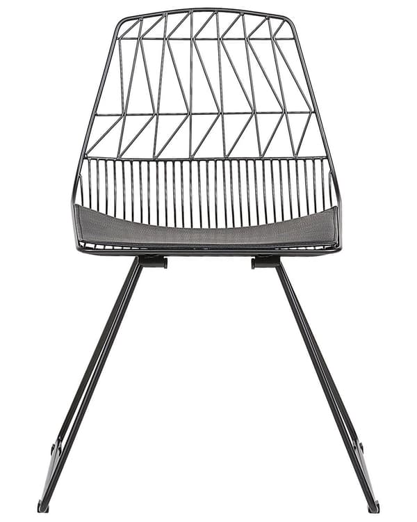 Sæt med 2 Spisestuestole Sort Metalstel i Imiteret Læder Geometrisk Ryglæn Moderne Industrielt Design