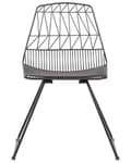 Miniatyrbillede 6 af 9: Sæt med 2 Spisestuestole Sort Metalstel i Imiteret Læder Geometrisk Ryglæn Moderne Industrielt Design