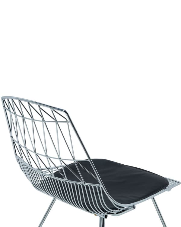 Sæt med 2 Spisebordsstole Sølv Metalstel Sort Imiteret Læder Geometrisk Ryglæn Moderne Industrielt Design