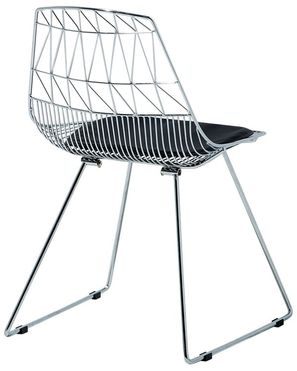 Sæt med 2 Spisebordsstole Sølv Metalstel Sort Imiteret Læder Geometrisk Ryglæn Moderne Industrielt Design