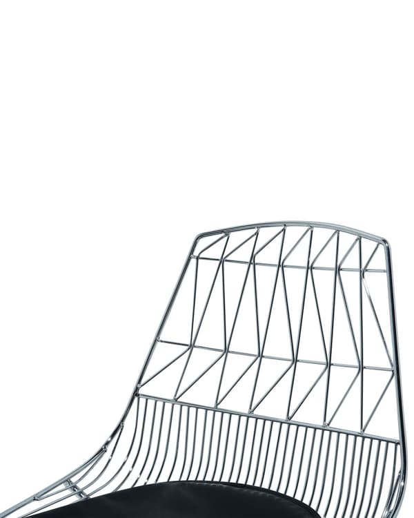 Sæt med 2 Spisebordsstole Sølv Metalstel Sort Imiteret Læder Geometrisk Ryglæn Moderne Industrielt Design