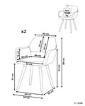 Miniatyrbillede 3 af 11: Spisebordsstole Sort Polstret med Lyst Træben 2 stk 81 x 56 x 44 cm Firkantet Spisestole med Armlæn til Køkken Design med Hul i Ryglæn Moderne