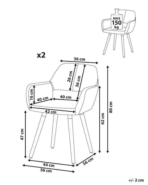 Spisebordsstole Sort Polstret med Lyst Træben 2 stk 81 x 56 x 44 cm Firkantet Spisestole med Armlæn til Køkken Design med Hul i Ryglæn Moderne