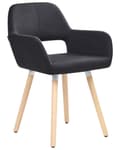 Miniatyrbillede 4 af 11: Spisebordsstole Sort Polstret med Lyst Træben 2 stk 81 x 56 x 44 cm Firkantet Spisestole med Armlæn til Køkken Design med Hul i Ryglæn Moderne