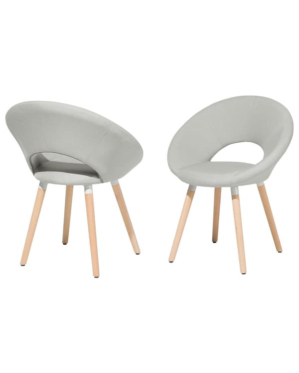 Spisebordsstole Lysegrå Lyst Bøgetræ Stof Polstring 2 stk Moderne Runde Spisestole med Buet Ryg Designer Stole Eklektisk Stil