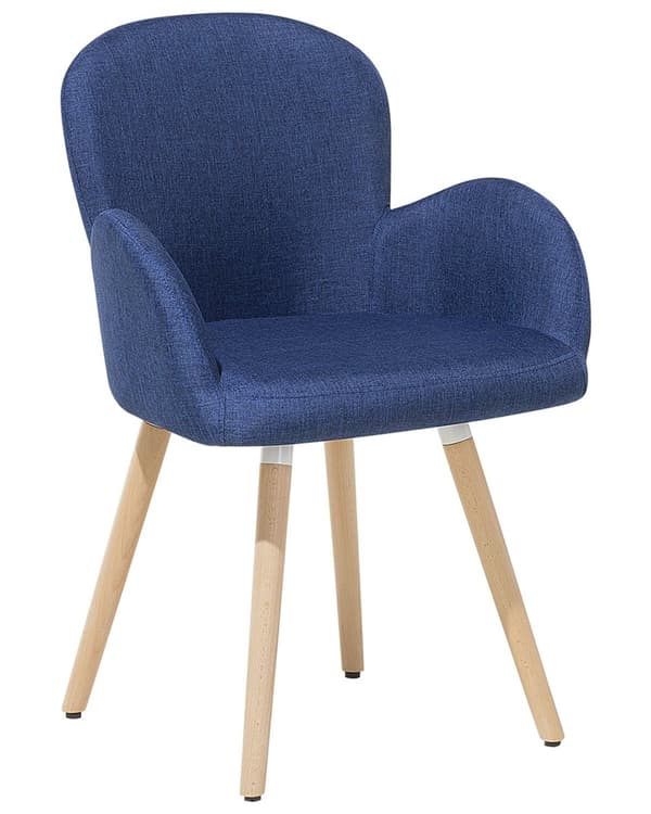 Spisebordsstole Blå Polyester Stofbetræk med Lyst Træben Sæt 83 x 52 x 44 cm Behagelige Komfortable Moderne med Armlæn Retro Stil Design