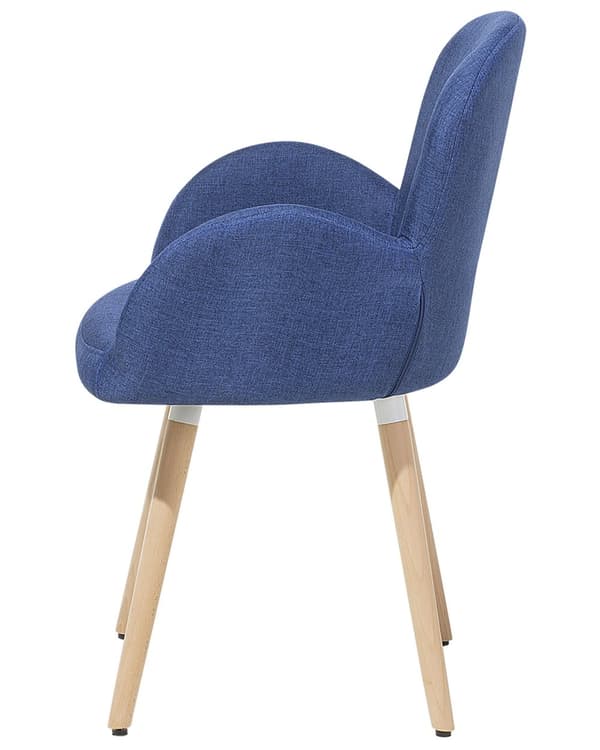 Spisebordsstole Blå Polyester Stofbetræk med Lyst Træben Sæt 83 x 52 x 44 cm Behagelige Komfortable Moderne med Armlæn Retro Stil Design