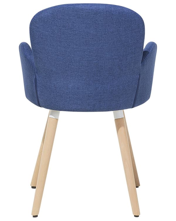 Spisebordsstole Blå Polyester Stofbetræk med Lyst Træben Sæt 83 x 52 x 44 cm Behagelige Komfortable Moderne med Armlæn Retro Stil Design