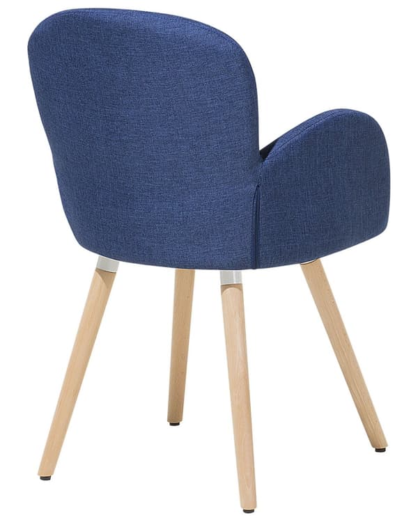 Spisebordsstole Blå Polyester Stofbetræk med Lyst Træben Sæt 83 x 52 x 44 cm Behagelige Komfortable Moderne med Armlæn Retro Stil Design