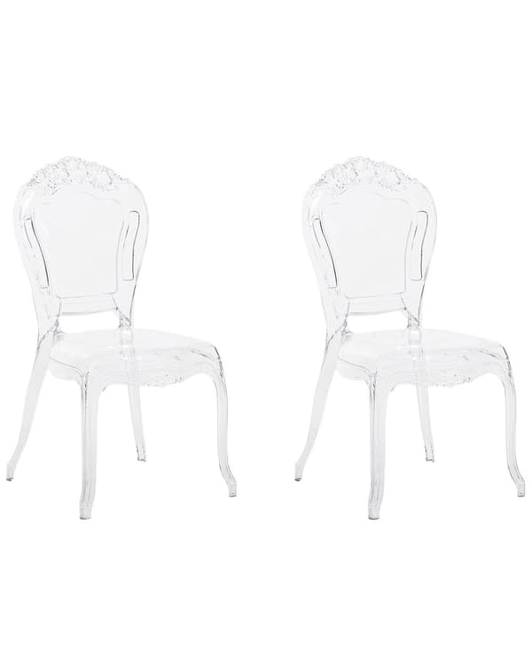 Sæt med 2 Spisestuestole Transparent Akryl Solid Ryg Armløs Stabelbar Vintage Moderne Design