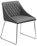 Miniatyrbillede 5 af 10: Spisebordsstole Grå Polstrede Stof med Sølv Krom Metalben Sæt af 2 79 x 55 cm Quiltet Moderne Klassisk Design Uden Armlæn Køkken Indretning