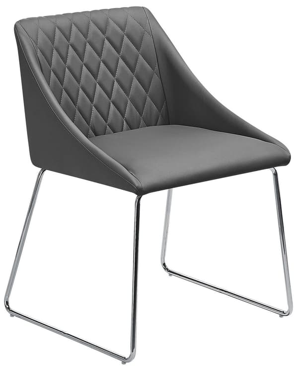 Spisebordsstole Grå Polstrede Stof med Sølv Krom Metalben Sæt af 2 79 x 55 cm Quiltet Moderne Klassisk Design Uden Armlæn Køkken Indretning