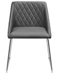 Miniatyrbillede 6 af 10: Spisebordsstole Grå Polstrede Stof med Sølv Krom Metalben Sæt af 2 79 x 55 cm Quiltet Moderne Klassisk Design Uden Armlæn Køkken Indretning