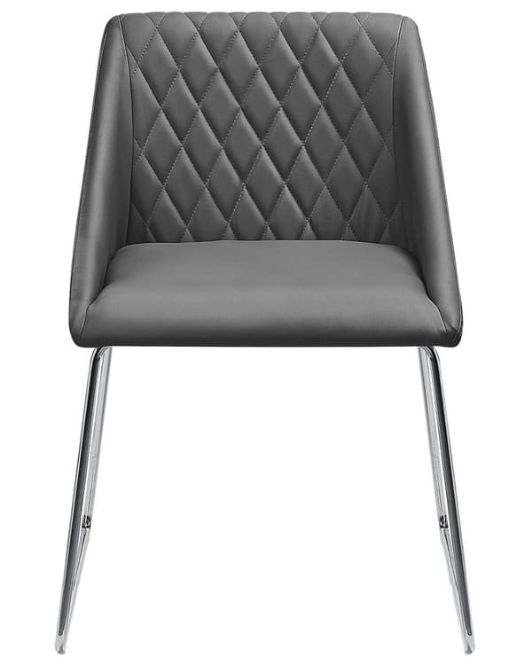 Spisebordsstole Grå Polstrede Stof med Sølv Krom Metalben Sæt af 2 79 x 55 cm Quiltet Moderne Klassisk Design Uden Armlæn Køkken Indretning